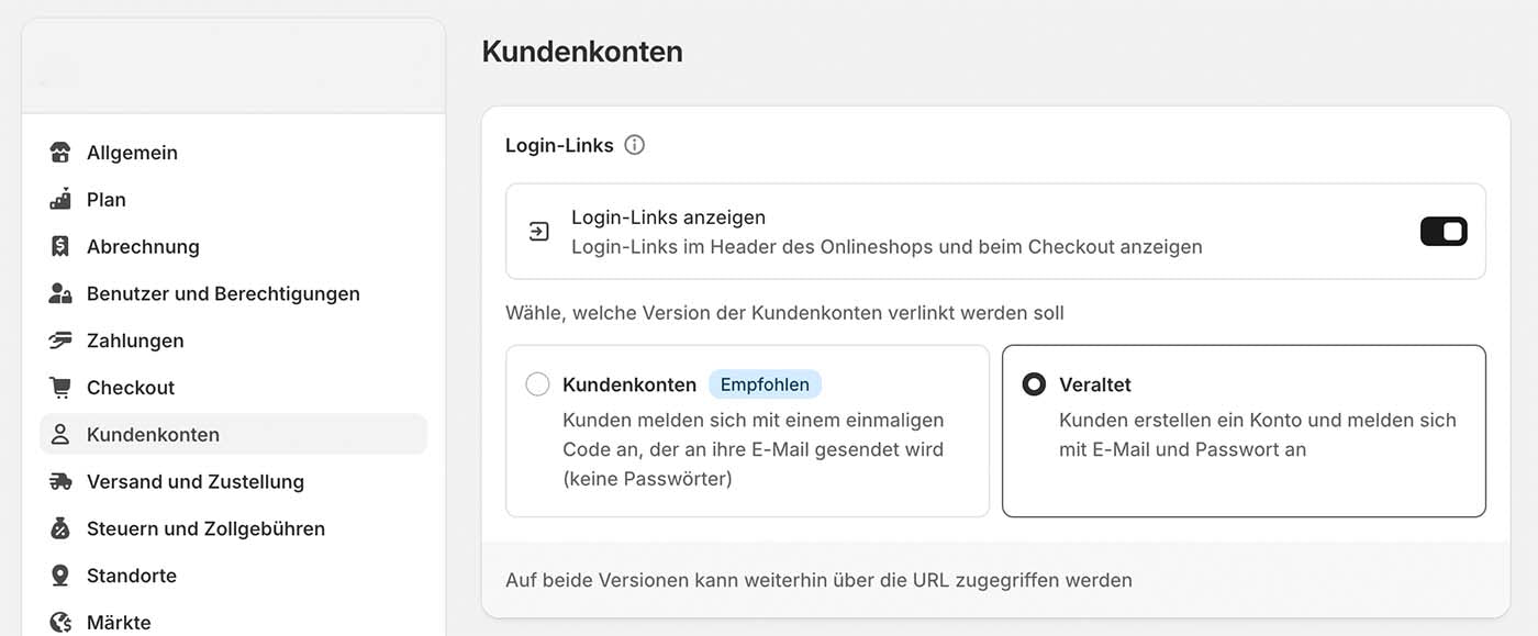 kundenkonten einstellungen
